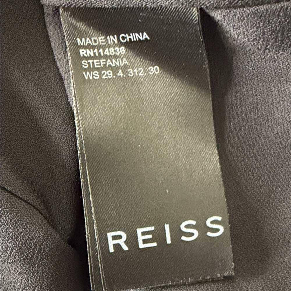 Reiss Stefania Printed Keyhole Waist Tie Dress in Black and Yellow Size 10 - Picture 7 of 8